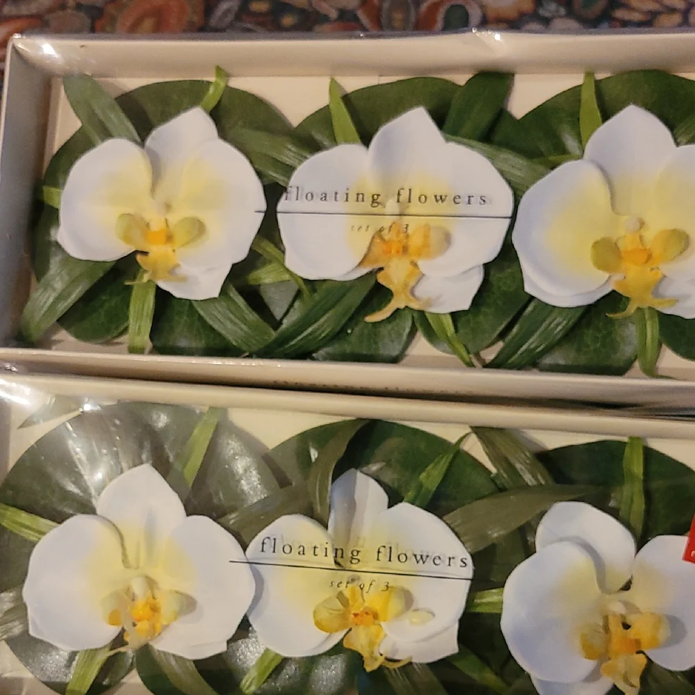 Pier 1 White and Yellow Floating Orchids Faux Floral Accents (2 Boxes)